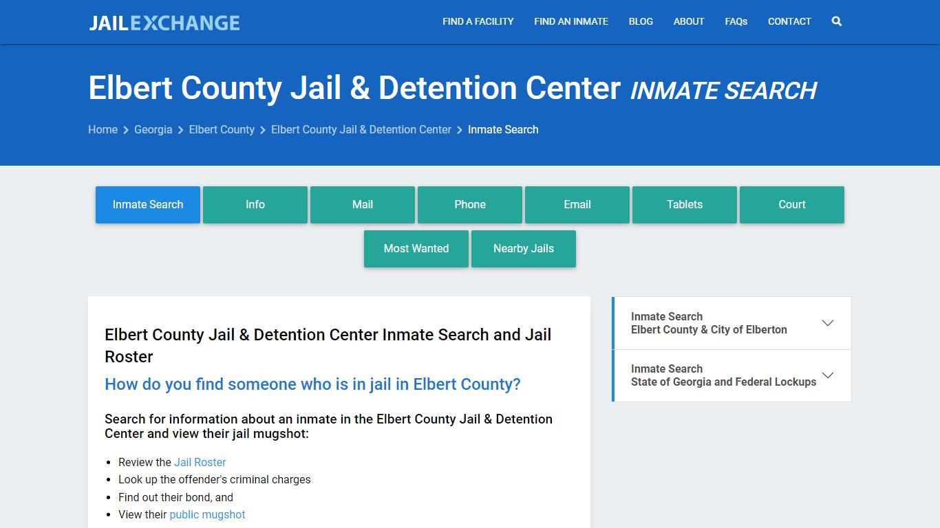 Elbert County Jail & Detention Center Inmate Search